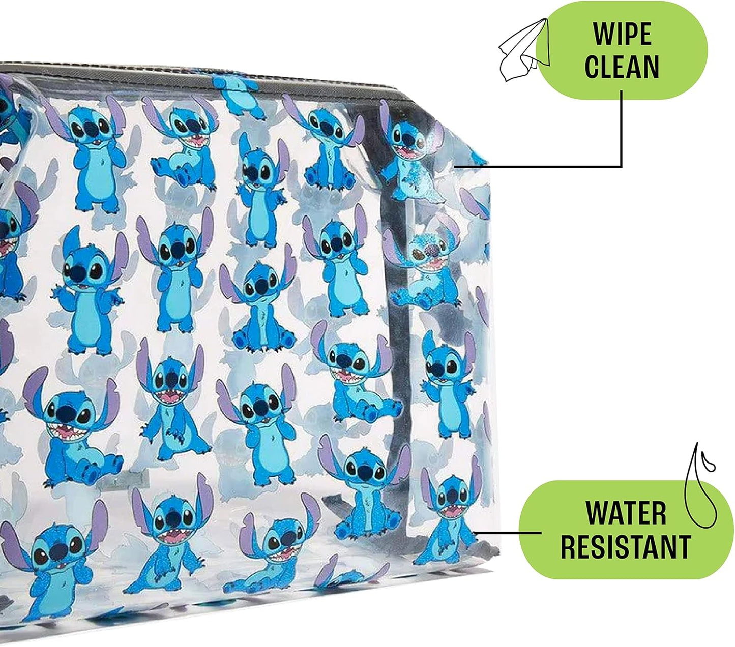 Wash Bag - Disney Lilo and Stitch Toiletry Bag, Clear Makeup Bag, Ideal for Cosmetics Travel Accessories, Cute Toiletries Essentials Bag for Women, Girls and Kids Designed in London UK