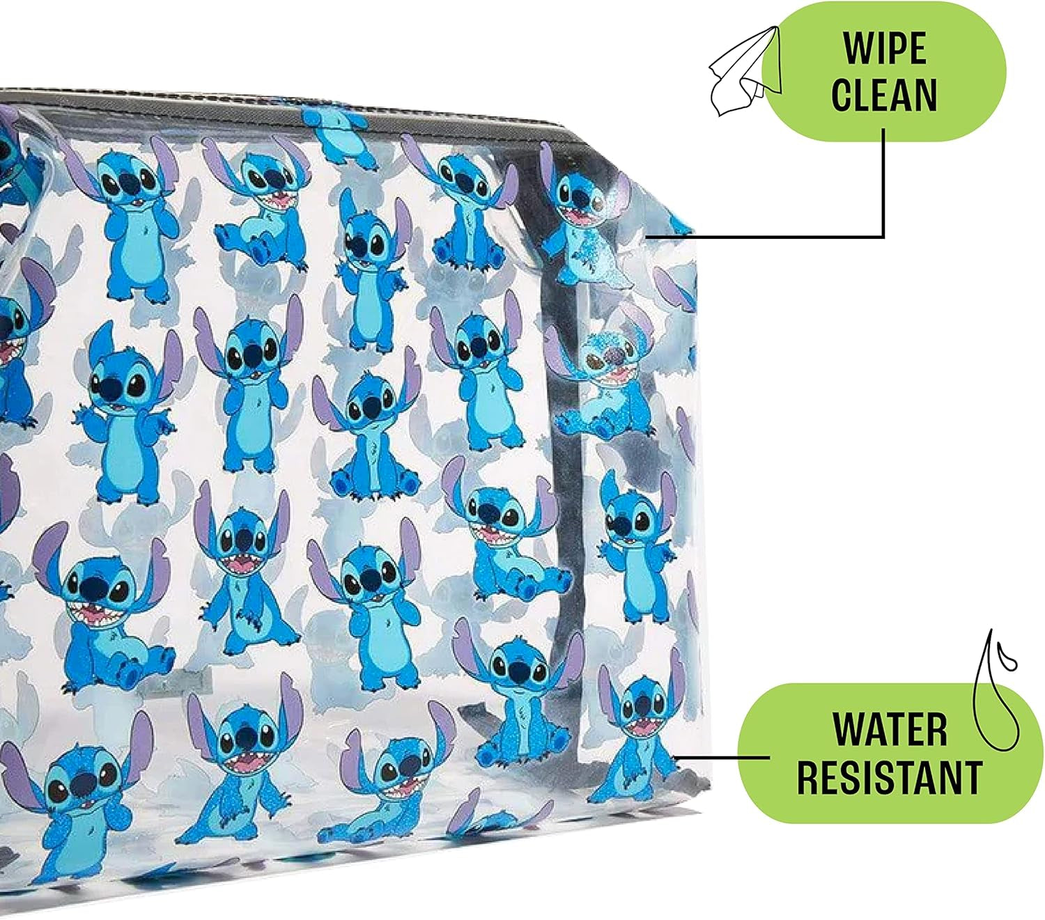 Wash Bag - Disney Lilo and Stitch Toiletry Bag, Clear Makeup Bag, Ideal for Cosmetics Travel Accessories, Cute Toiletries Essentials Bag for Women, Girls and Kids Designed in London UK