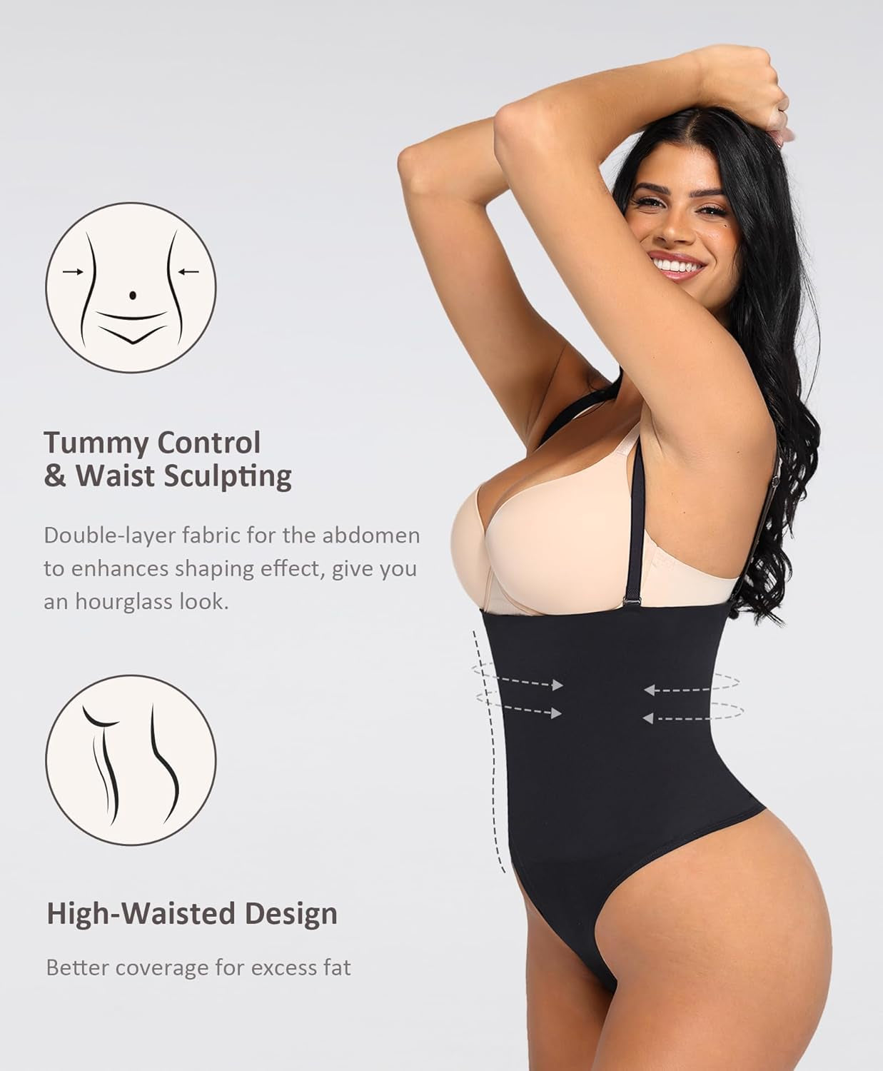 Thong Shapewear for Women Tummy Control Seamless Body Shaper High Waisted Panties Slimming Underwear