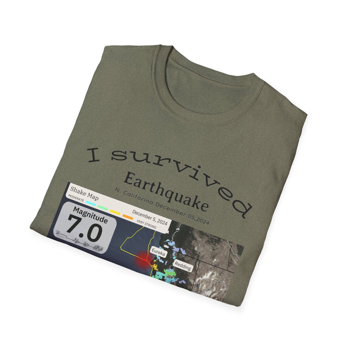 I survived Earthquake N. California December 5, 2024, Unisex Softstyle T-Shirt