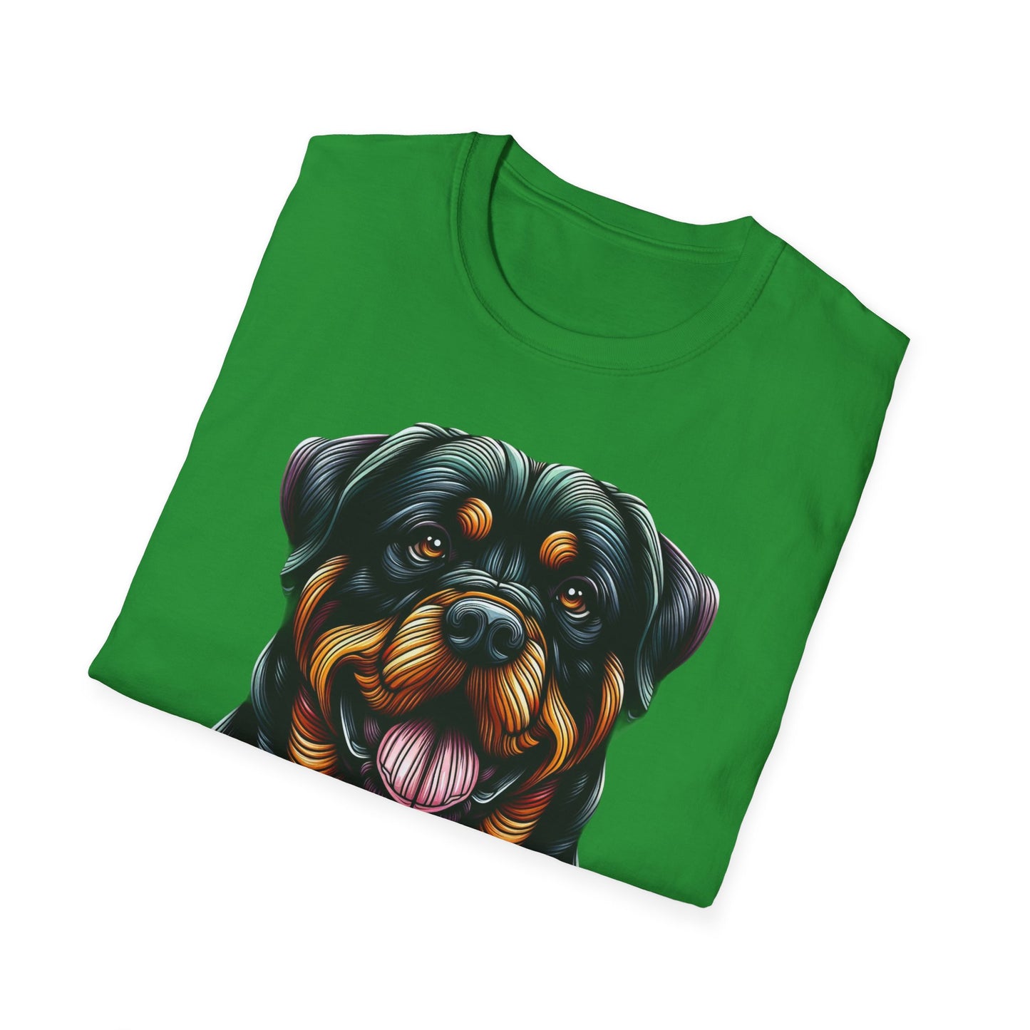 Rottweiler Animal Stained Glass Design Unisex Softstyle T-Shirt