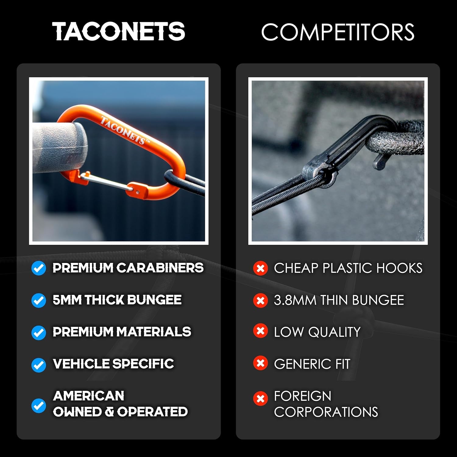 GMC Sierra & Chevy Silverado Envelope Style Truck Bed Cargo Net - Fits 2013-2024 - Upgraded 5Mm Bungee - Free Storage Bag - Heavy Duty Carabiners - Designed in USA - 18" X 50"