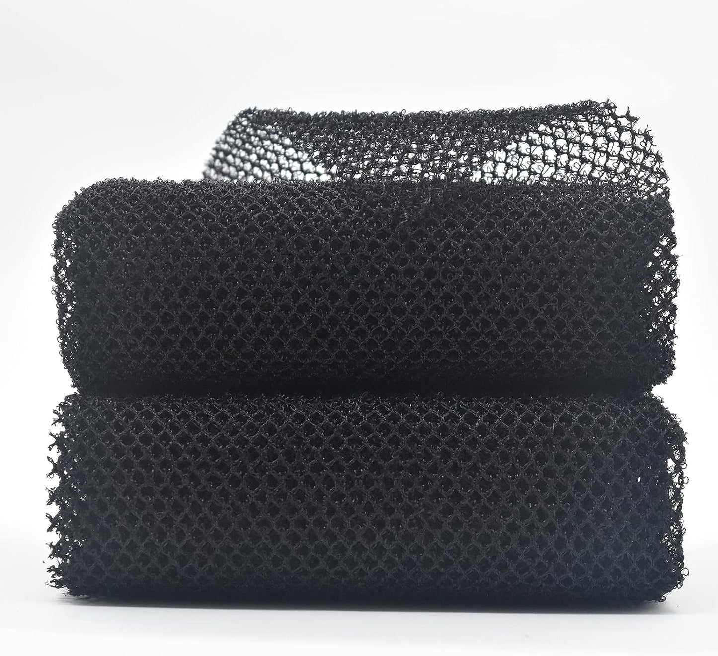 2 Piece Exfoliating African Body Scrubbers - Wash Net Sponges for Shower and Bath (2 Black)