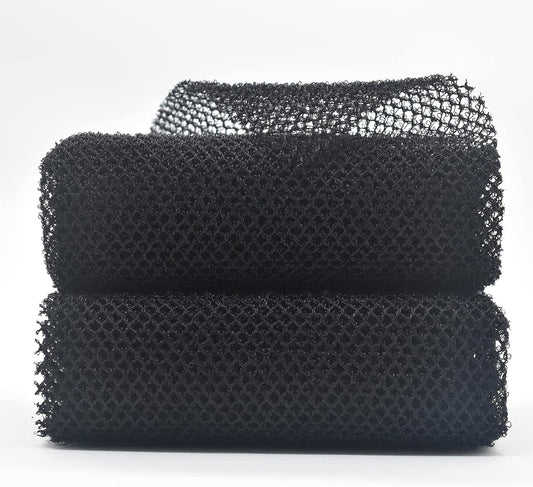 2 Piece Exfoliating African Body Scrubbers - Wash Net Sponges for Shower and Bath (2 Black)