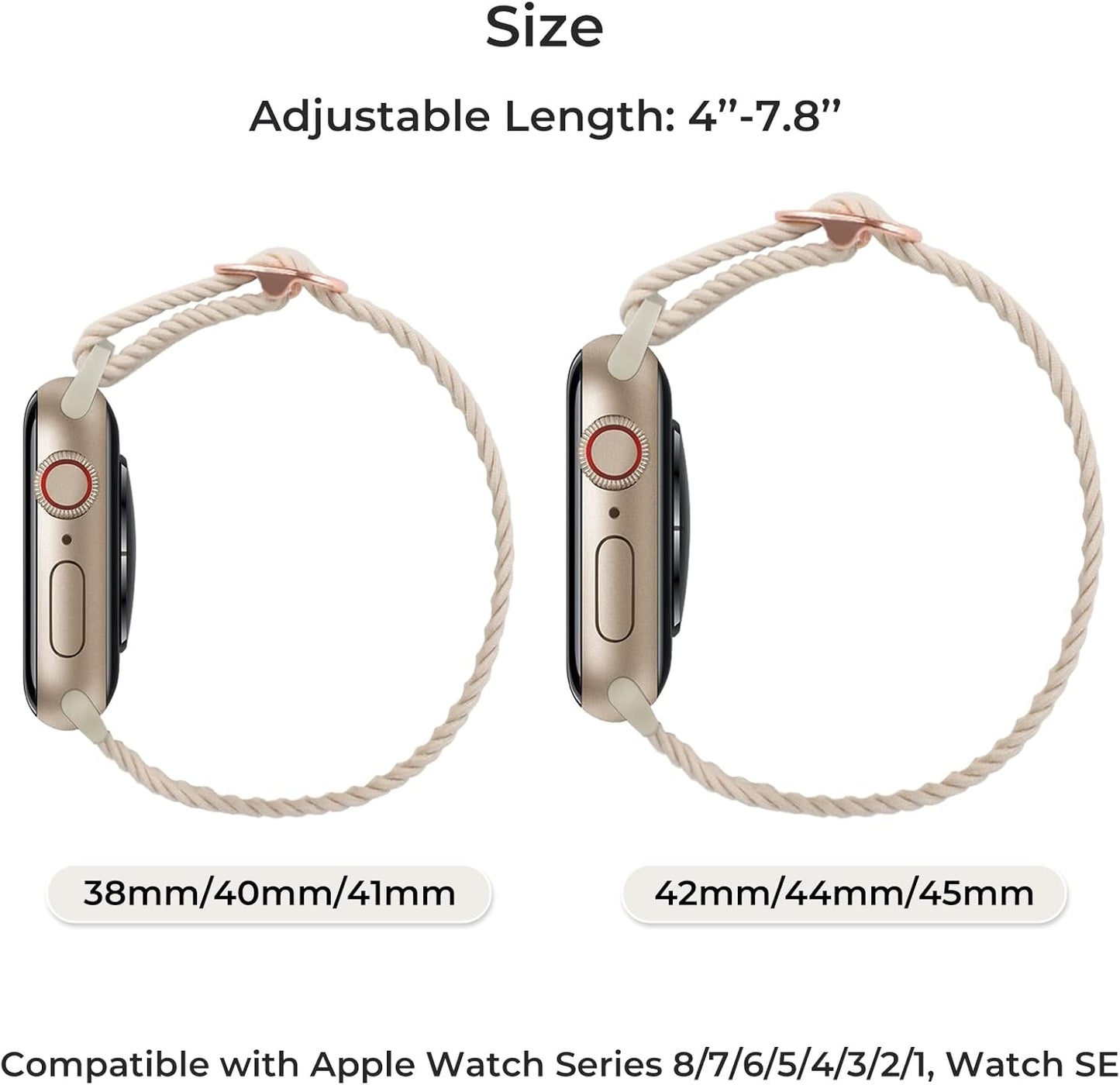 Stretchy Braided Solo Loop Compatible with Apple Watch Bands 38Mm 40Mm 41Mm 42Mm 44Mm 45Mm for Women Men Adjustable Straps Elastic Sport Wristbands for Iwatch Series 8 7 6 SE 5 4 3 2 1 Ultra