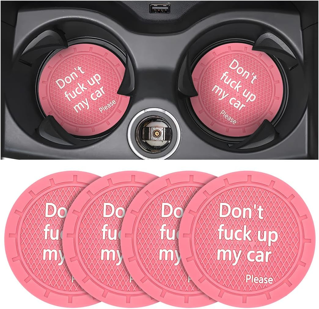 2 Pack Car Cup Holder Coasters, 2.75 Inch Non-Slip PVC Insert Cup Coaster, Anti-Scratch Auto Cup Mats for Women Men, Vehicle Interior Accessories Universal for Car, SUV, Truck (D Blue/2Pcs) TRUCK DRIVER