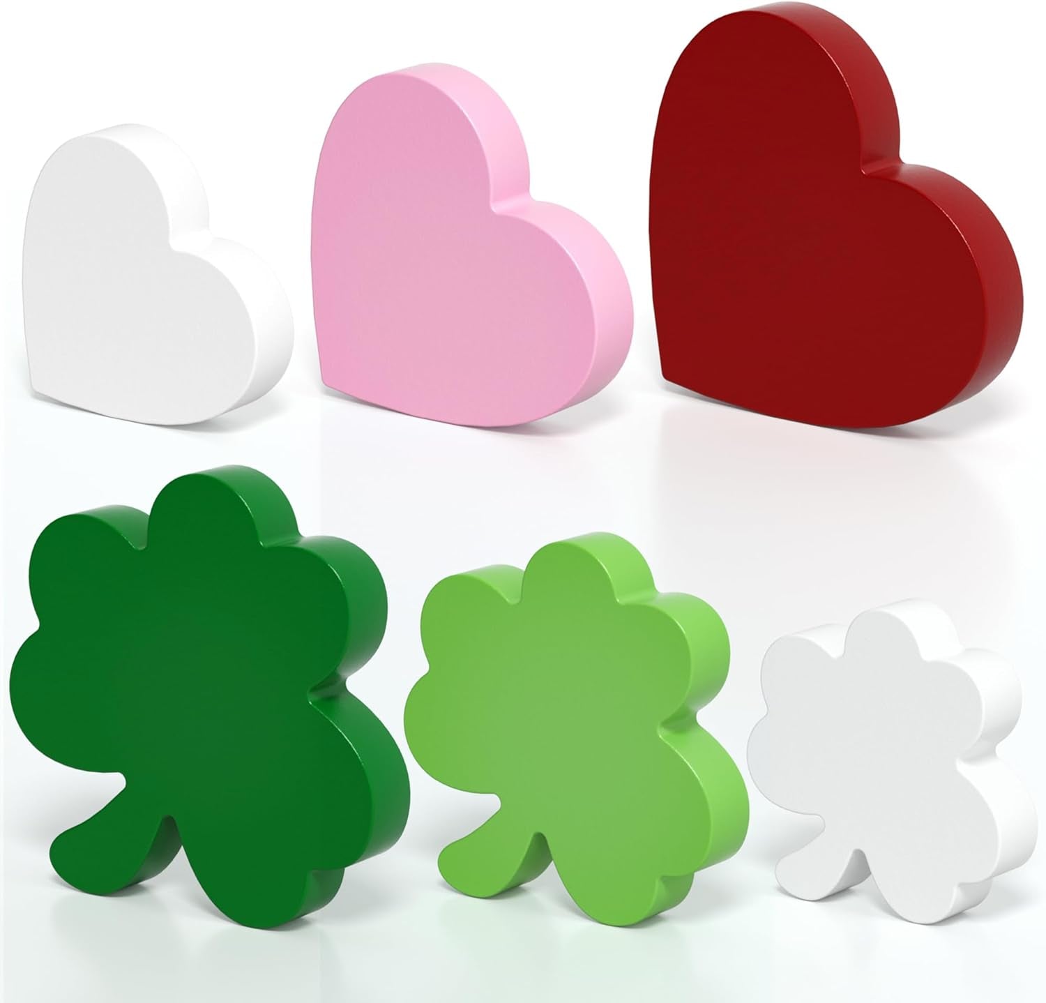 Valentine'S Day/St. Patrick'S Day Decorations Tiered Tray Decor, 6 Pcs Heart and Shamrock Wooden Signs Table Decor for Home Kitchen Office