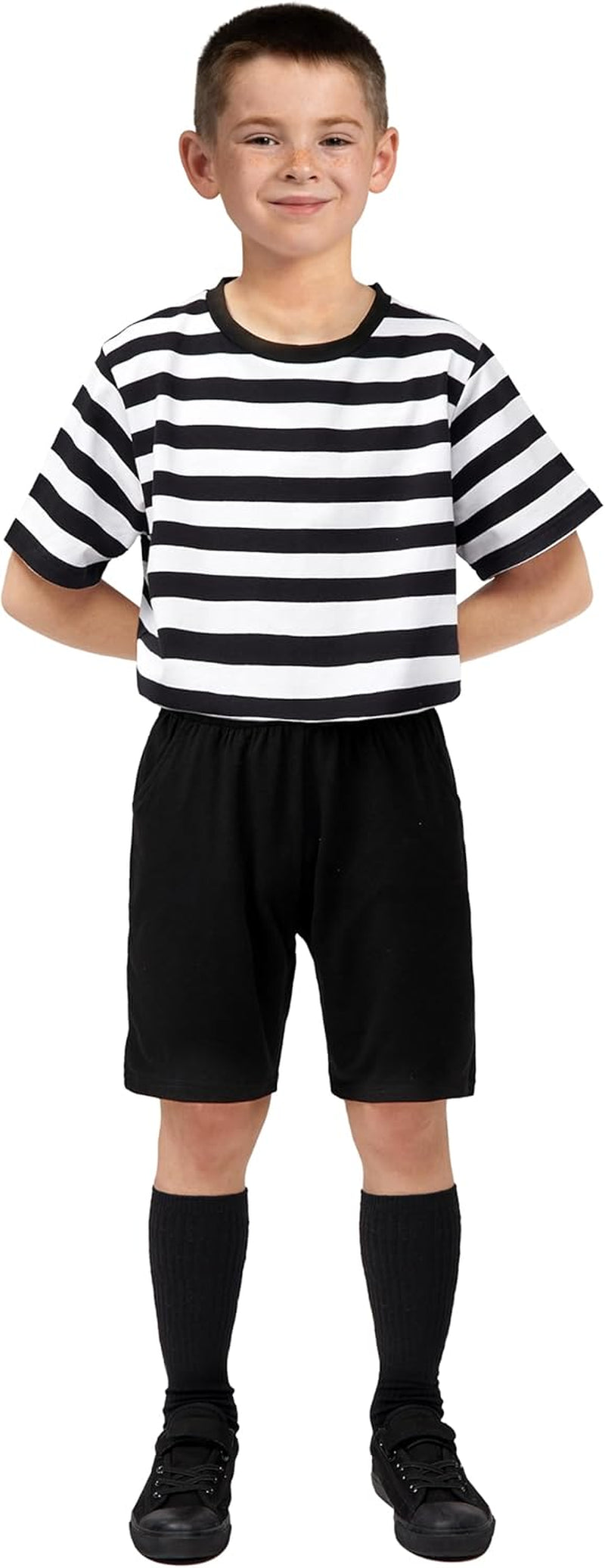 Halloween Kids Costume for Boys, Black and White Striped Shirt for Halloween Costume Cosplay Parties