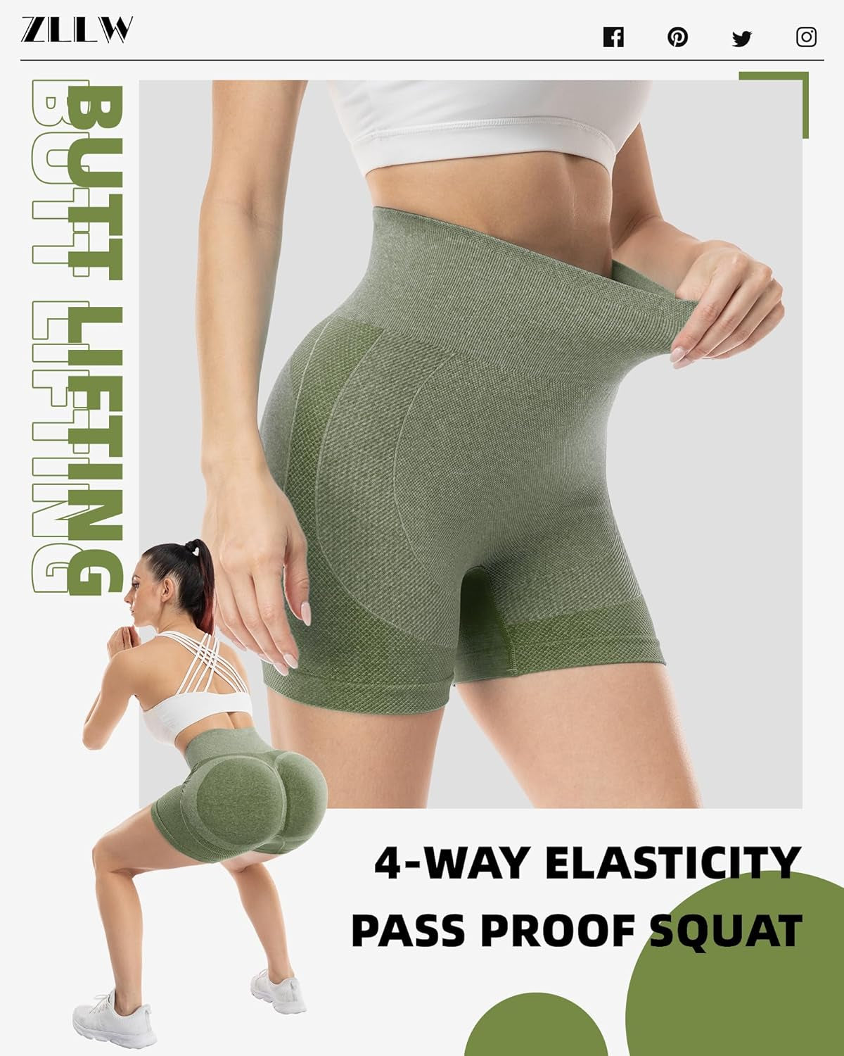 Scrunch Butt Lifting Workout Shorts for Women, Seamless High Waisted Contour Gym Yoga Biker Shorts