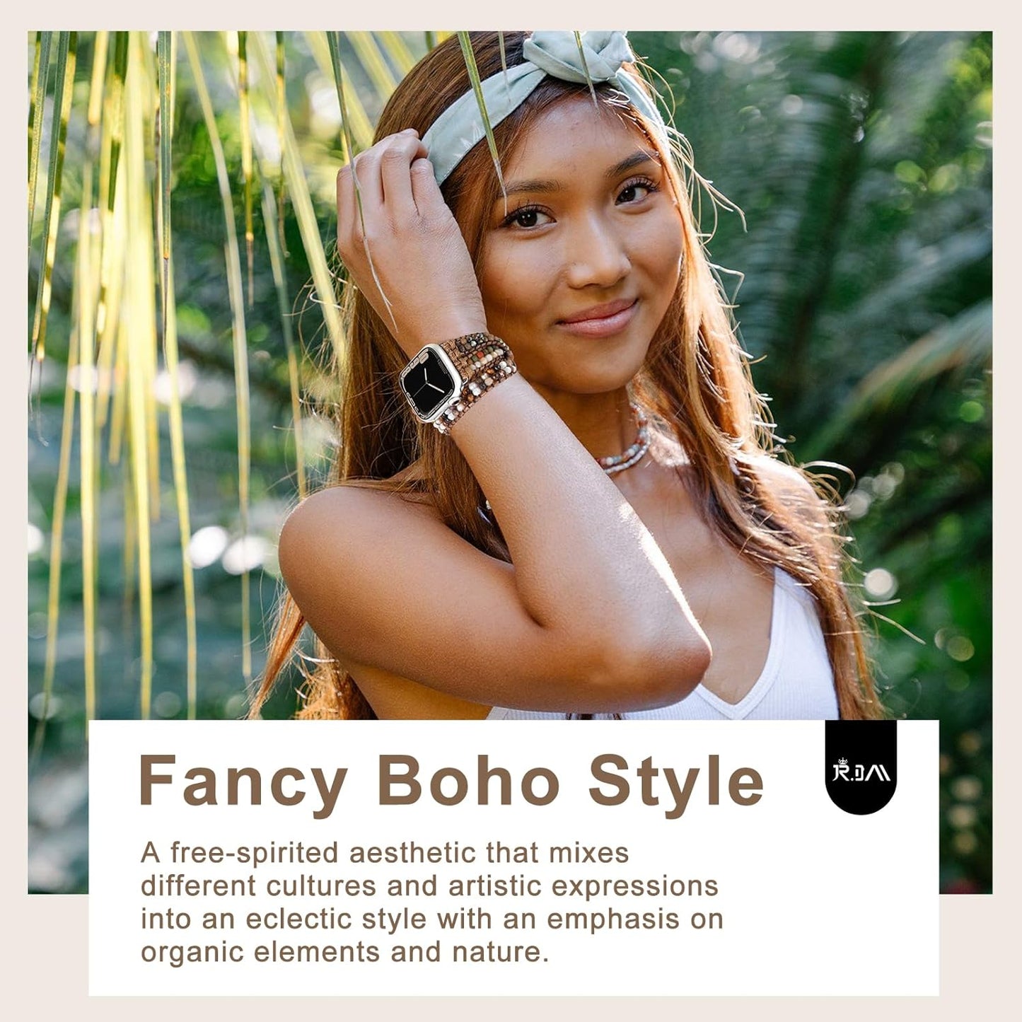 Elegant Slim Leather Bands Boho Beaded Watch Band Bundle Compatible with Apple Watch 38Mm 40Mm 41Mm 42Mm 44Mm 46Mm 45Mm 49Mm Women for Iwatch Series 10/9/8/7/6/5/4/3/2/1/Se/Ultra