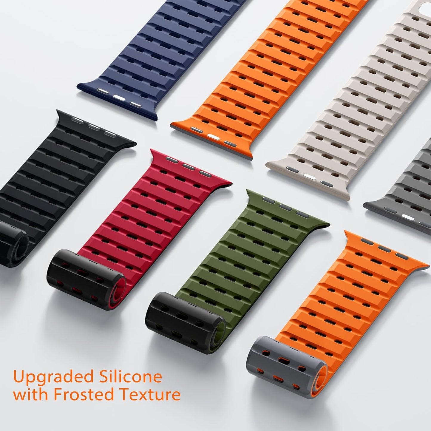 Compatible with Apple Watch Series 10 Band 46Mm for Men Women 49Mm/45Mm/44Mm/42Mm(3/2/1), Rugged Silicone Sport Replacement Magnetic Strap for Iwatch SE2/SE/9/8/7/6/5/4