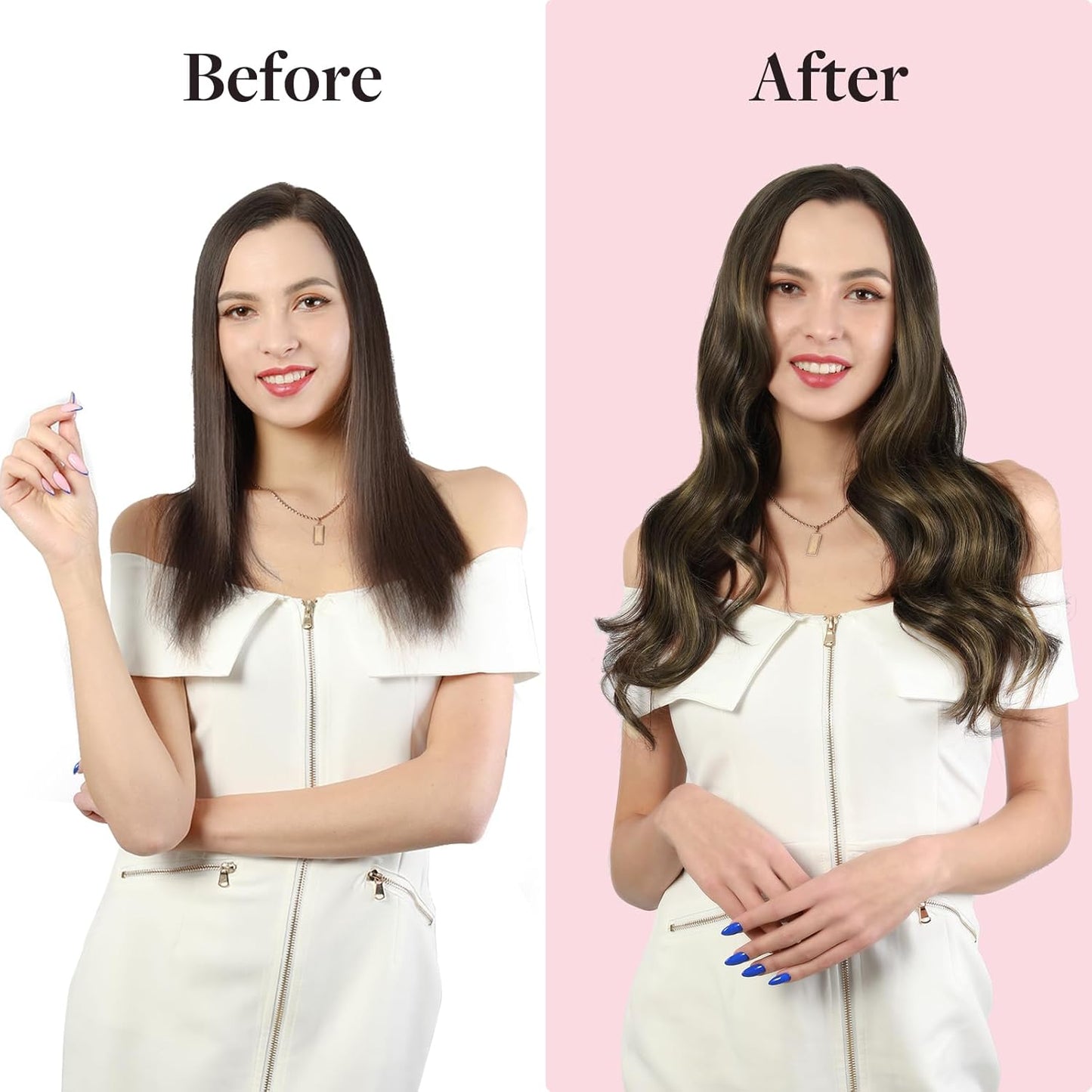 Hair Extensions Clip in Human Hair, 5Pcs 75G Balayage Dark Brown Mixed Chestnut Brown 16 Inch, Clip in Hair Extensions Real Human Hair Extensions Natural Straight Hair for Women