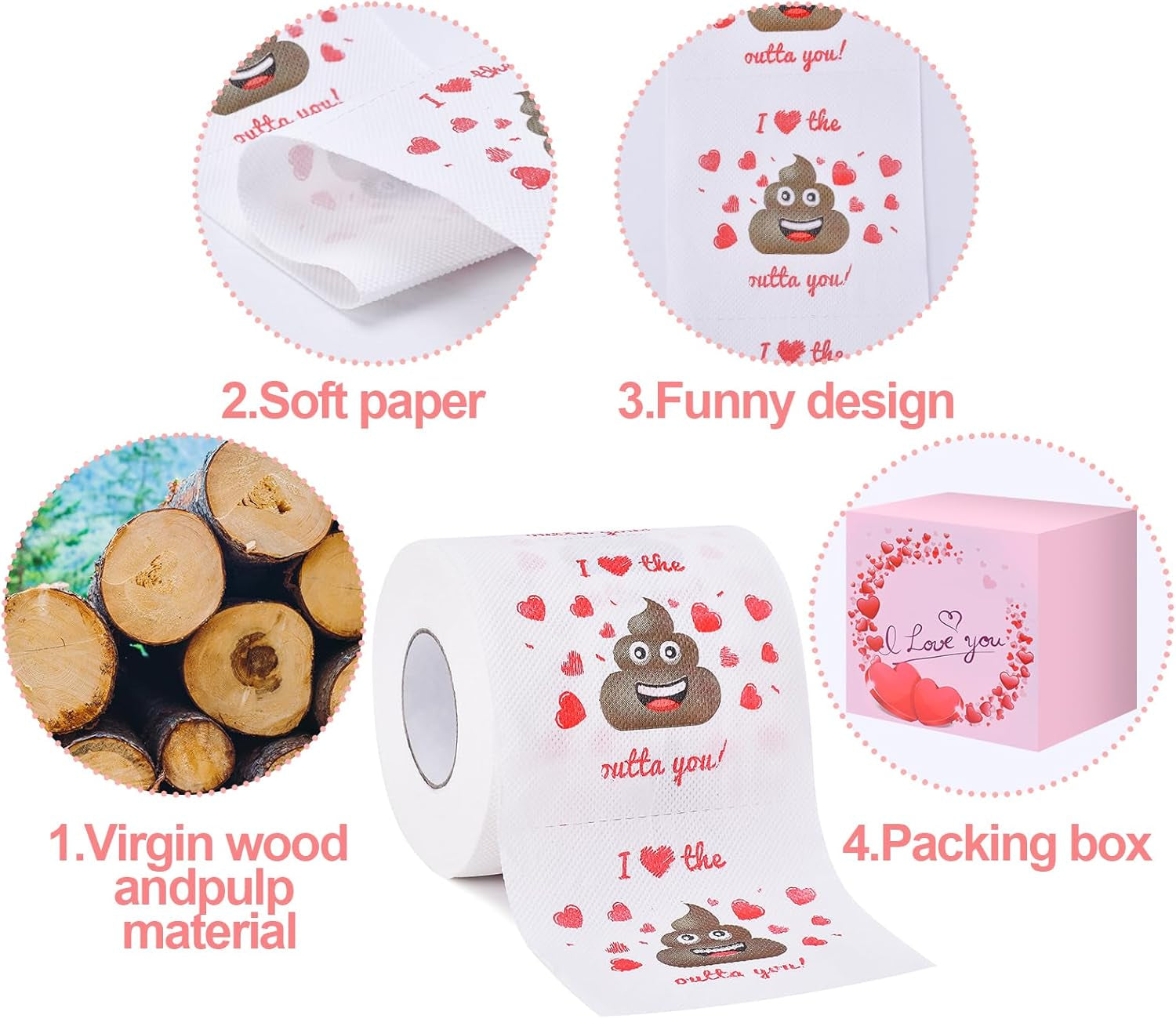 Valentines Day Gifts for Him Her, Romantic Novelty Gifts Toilet Paper, Funny Gag Gifts for Adults Men Women Boyfriend Girlfriend, Valentines Day Decor/Decorations for Party Supplies Valentine'S Day