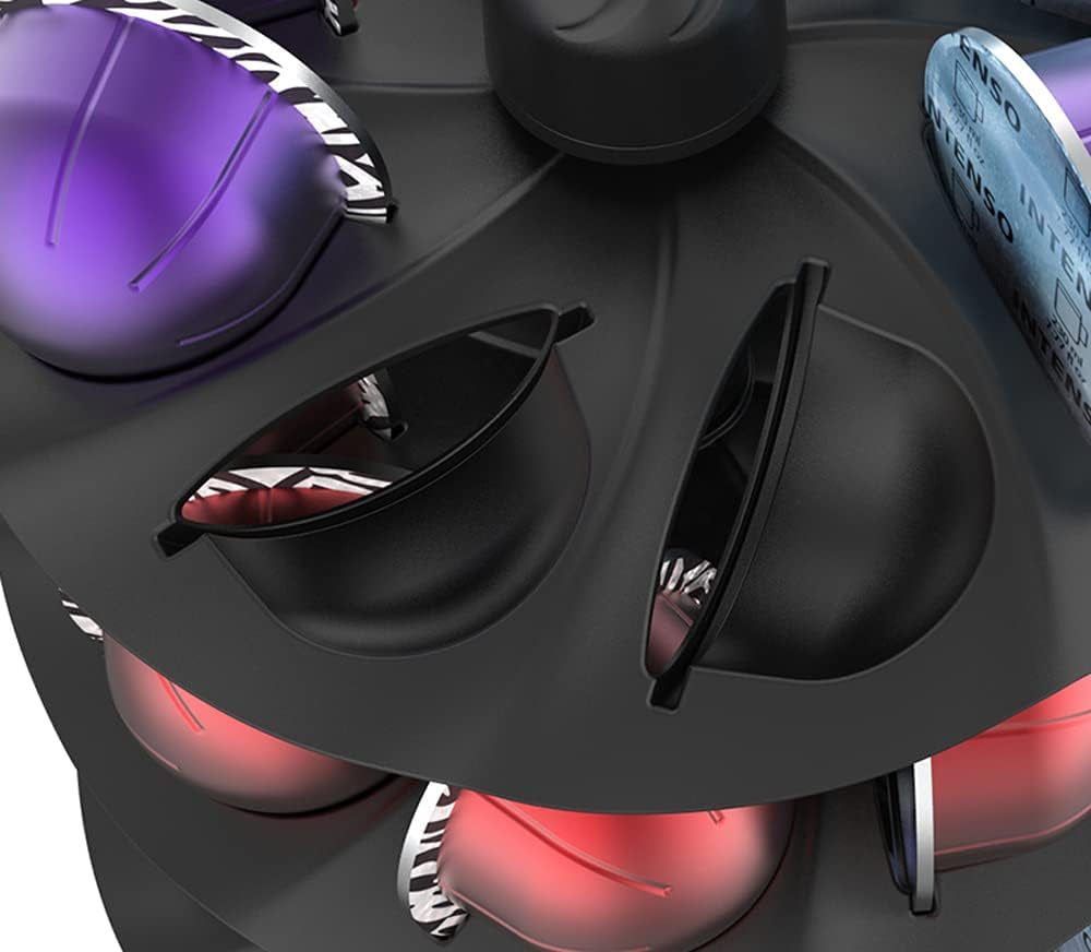 Rotary Coffee Pod Capsules Carousel Holder Organizer Compatible with 40 Nespresso Vertuoline Capsules (Black)