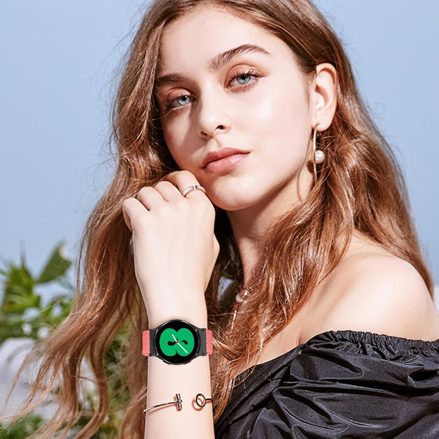 5 Packs Stretchy Loop Bands Compatible with Samsung Galaxy Watch 5/4 40Mm 44Mm/Galaxy Watch 5 Pro 45Mm/Galaxy Watch 4 Classic 42Mm 46Mm,20Mm Adjustable Nylon Braided Straps for Women Men