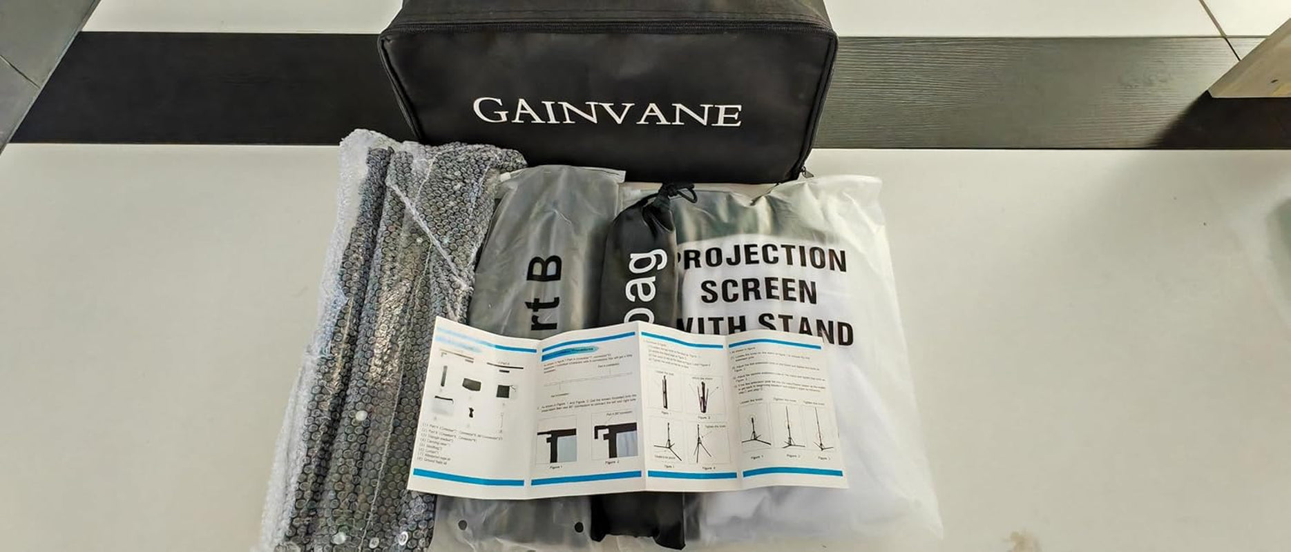 Projector Screen and Stand, 120 Inch Portable Projector Screen Indoor Outdoor Projection Screen 16:9 4K HD Wrinkle-Free Light-Weight Movie Screen with Carry Bag for Backyard Movie Night