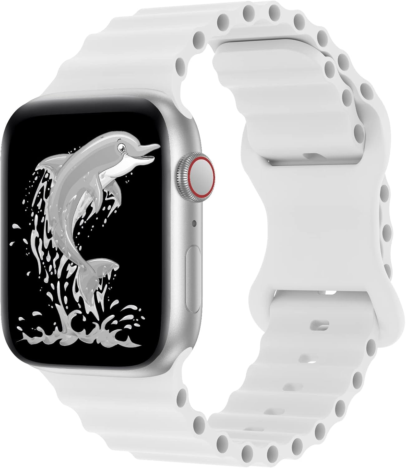 Silicone Elastic Ocean Bands Compatible with Apple Watch 38Mm 40Mm 41Mm 42Mm 44Mm 45Mm, Replacement Sport Breathable Strap Wristbands for Iwatch Series SE 8/7/6/5/4/3/2/1 Women Men
