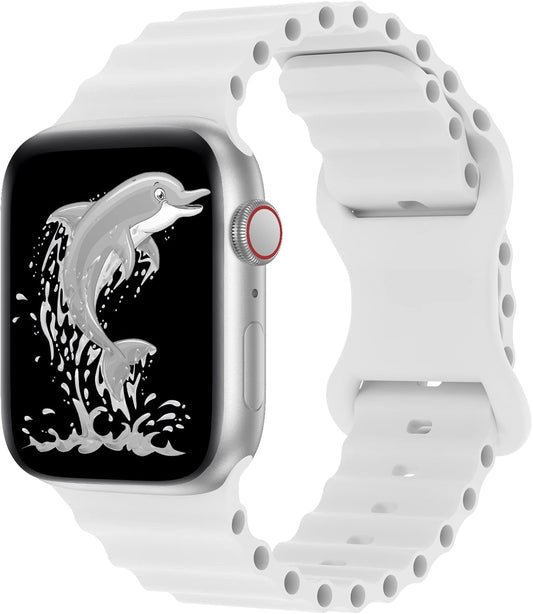 Silicone Elastic Ocean Bands Compatible with Apple Watch 38Mm 40Mm 41Mm 42Mm 44Mm 45Mm, Replacement Sport Breathable Strap Wristbands for Iwatch Series SE 8/7/6/5/4/3/2/1 Women Men