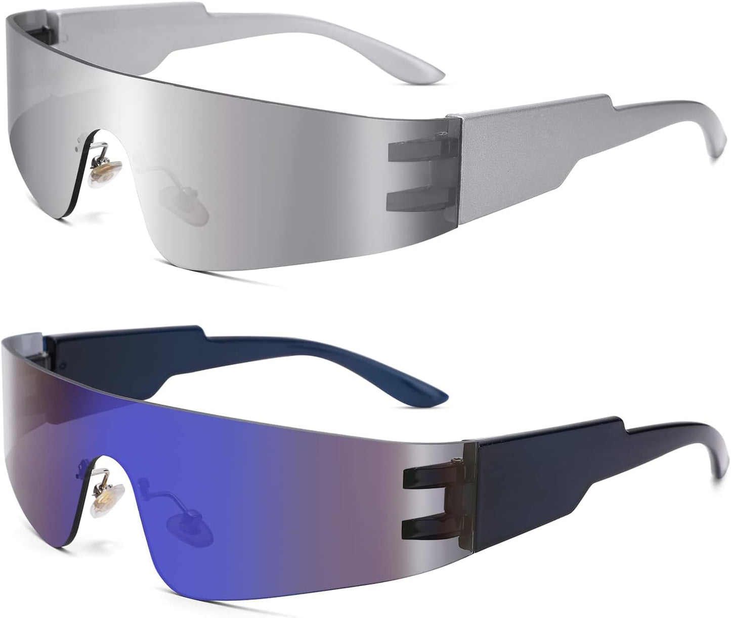 Wrap around Sunglasses for Women Men Trendy Rimless Futuristic Shades Y2K Shield Flat Top Fashion Eyeglasses