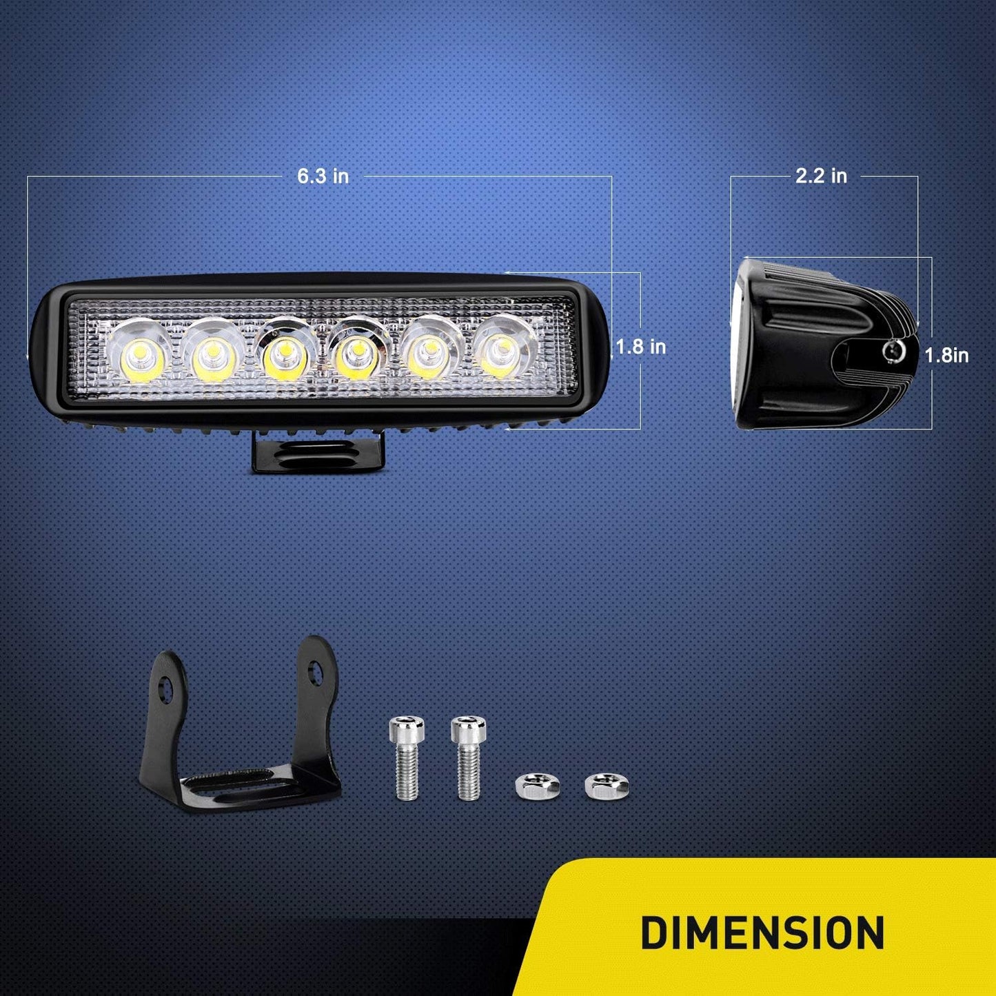 2Pcs 18W Spot LED Work Lights LED Pods Fog Lights off Road Led Lights Driving Lights With16Awg off Road Wiring Harness Kit-2 Leads