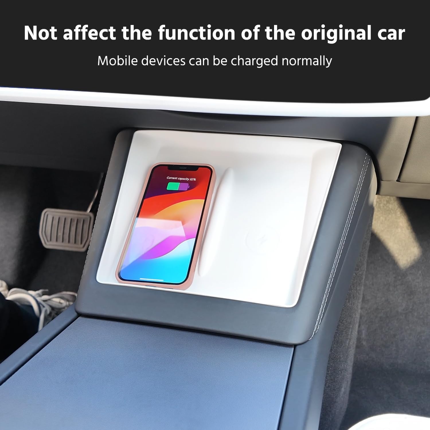 Center Console Wireless Charger Mat,Screen Frame Protector,Rearview Mirror Frame Protector, Anti-Slip Silicone Protector Compatible with 2024 Tesla Model 3 Highland Accessories(3 PCS White)