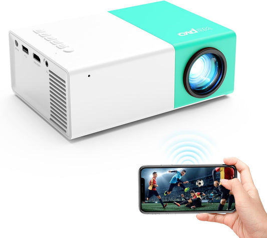 Projector,  Wifi Projector Portable Movie Projector, Phone or Tablet Can Be Mirrored to the Projector Wirelessly or via Data Cable, Compatible with Smartphone/ Tablet/ Laptop/Tv Stick/Usb Drive