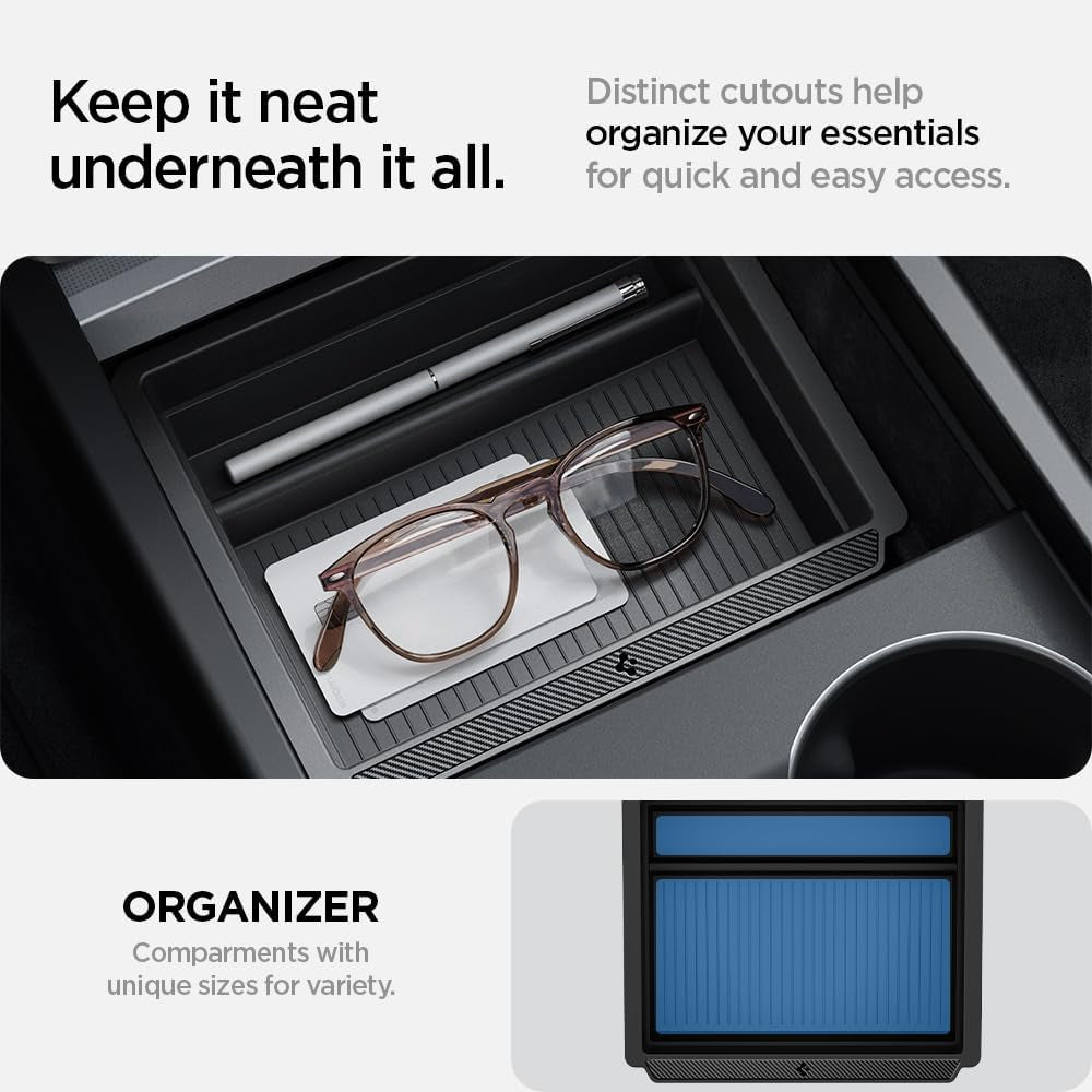 Center Console Organizer Tray(Carbon Edition) Designed for Tesla Model 3 2024 Refresh with Smooth Slide Technology