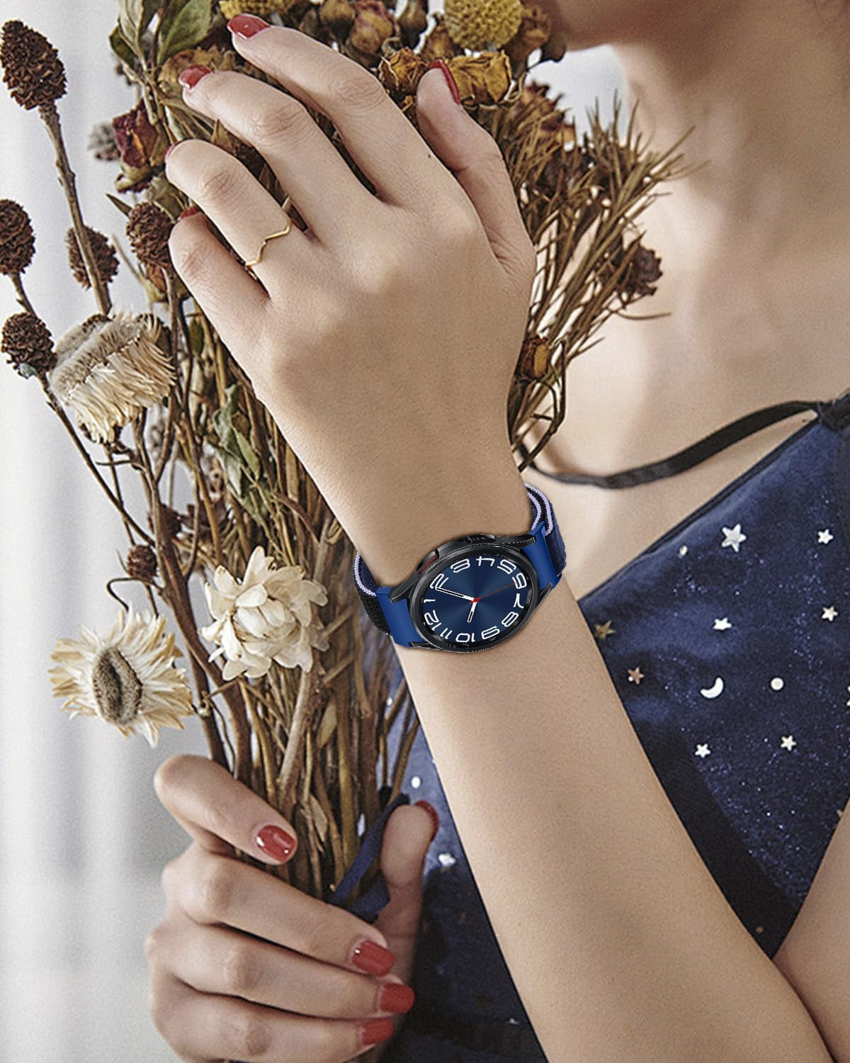 One Click No Gap Band Compatible with Samsung Galaxy Watch 7 6 5 4 Band 40Mm 44Mm, Galaxy Watch 6 4 Classic Bands 47Mm 43Mm 42Mm 46Mm/Watch 5 Pro 45Mm Band, 20Mm Soft Nylon Sport Strap for Women Men