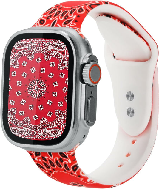 Bandana Sport Bands Compatible with Apple Watch Band 38Mm 40Mm 41Mm 42Mm 44Mm 45Mm 49Mm,Soft Silicone Waterproof Strap Compatible with Iwatch Series 9 Ultra 8 7 6 5 4 3 2 1 SE Women Men