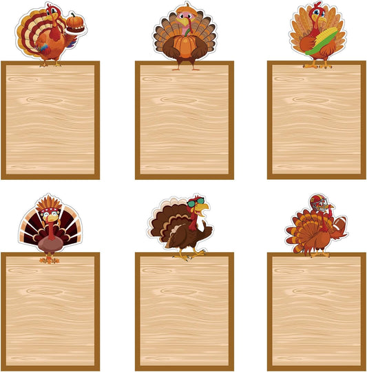 120Pcs Large Bulletin Board Name Tag Note Cards - 7X5Inches Brown Thanksgiving Turkey Cutouts with Glue Points,Craft Thanksgiving Bulletin Board Decoraion for Indoor Outdoor Decor Supplies