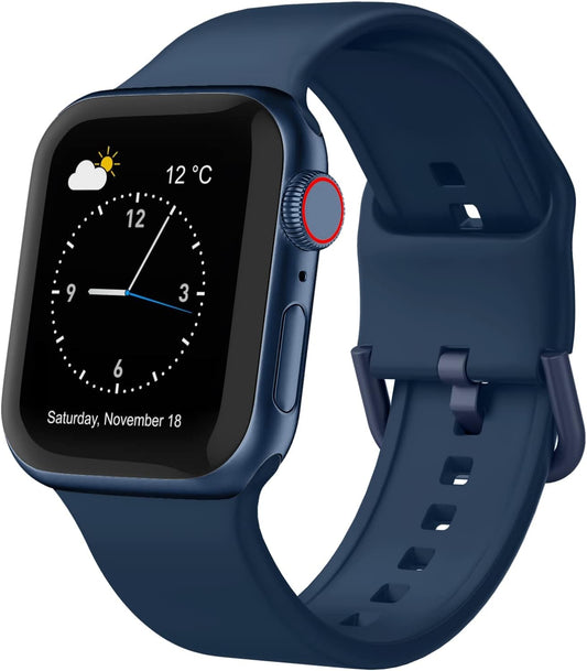 Sport Band Compatible with Apple Watch Bands 49Mm 45Mm 44Mm 42Mm 41Mm 40Mm 38Mm, Soft Silicone Wristband Replacement Strap with Classic Clasp for Iwatch Series 9 Ultra SE 8 7 6 5 4 3 2 1 for Women Men