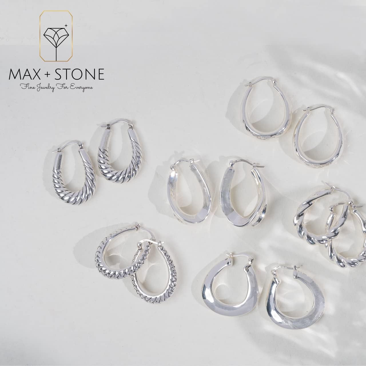 Sterling Silver Lightweight Click Top Hoop Earrings in Various Styles