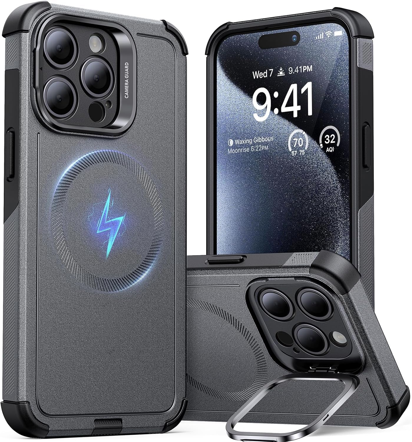 for Iphone 16E Case, 23 Ft Military-Grade Drop Protection, Heavy Duty Magnetic Phone Case, Compatible with Magsafe Accessories, Cyber Series, Black