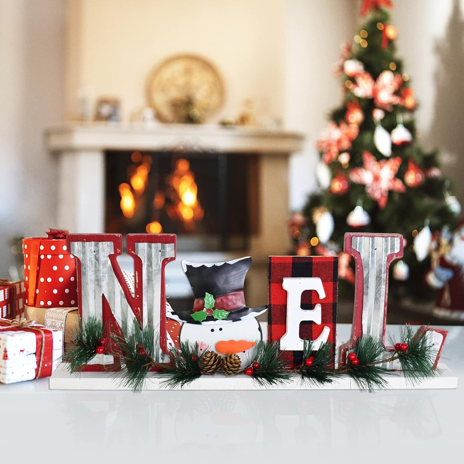 Christmas Wooden Noel Sign Decor Snowman Table Sign Noel Christmas Decor Tabletop Wood Cutout Letter Sign Freestanding Noel Wooden Signs Xmas Wooden Words Signs Cutout Christmas