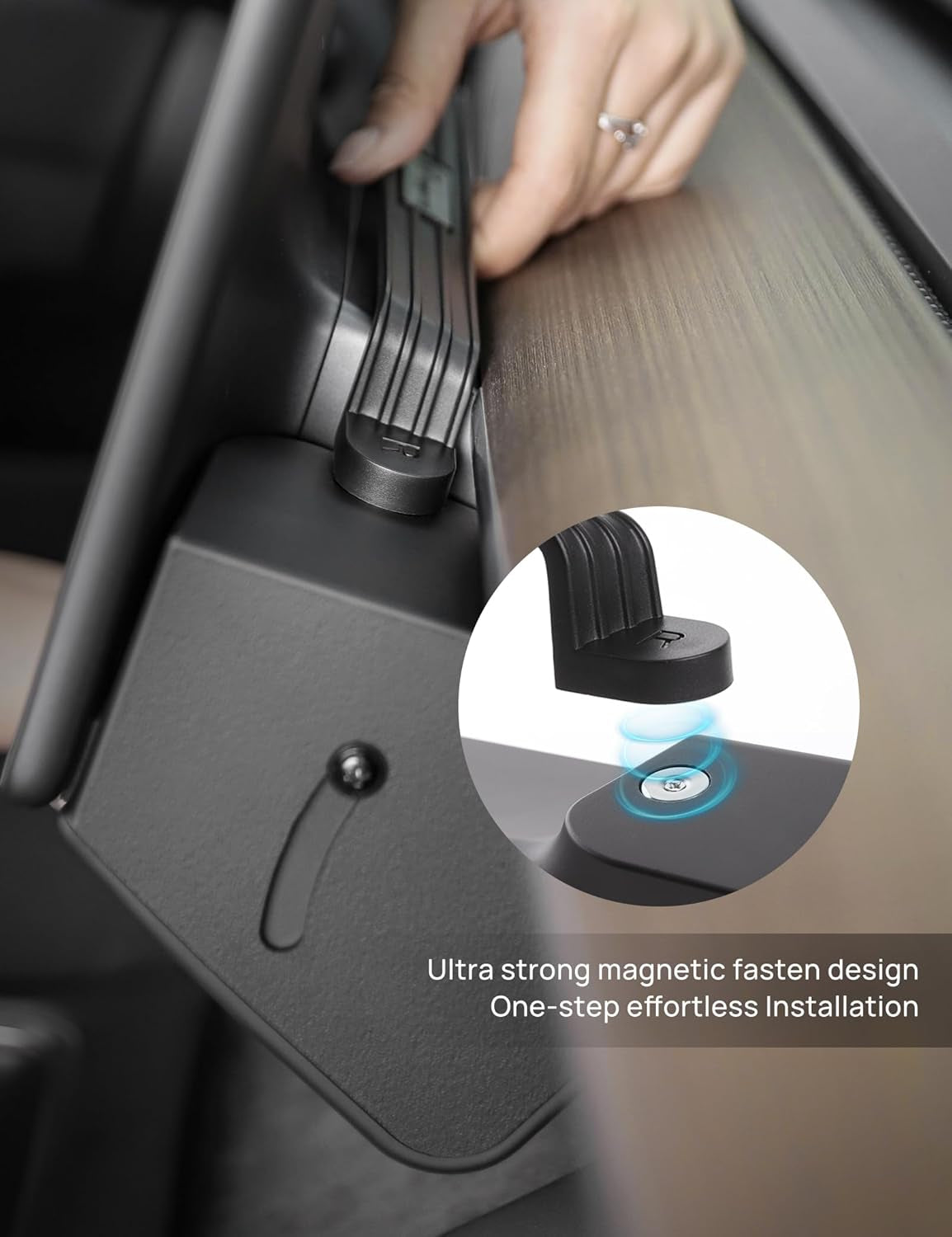 Hidden under Screen Storage Box for Tesla Model 3 Model Y with Open-Close Design, Magnetic Center Console Organizer Dashboard Tissue Sunglass Holder