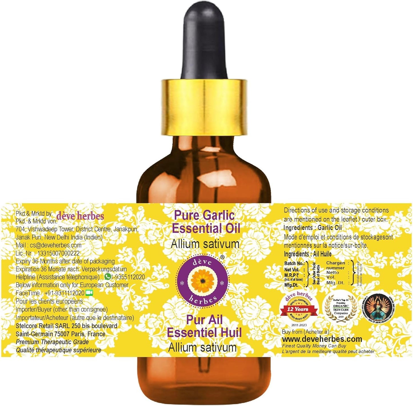 Pure Garlic Essential Oil (Allium Sativum) Steam Distilled 10Ml (0.33 Oz) TLBH