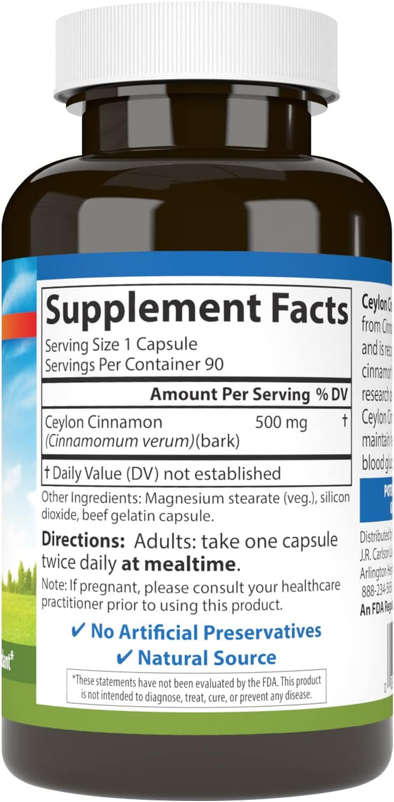 - Ceylon Cinnamon, Cinnamon Supplements, 500 Mg, Cinnamon Extract Pills, Ceylon Cinnamon Capsules, 90 Capsules. TLBH