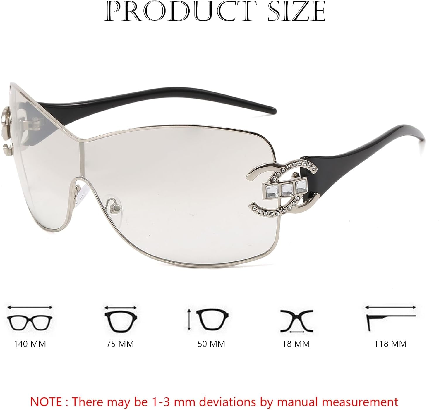 Wrap around Y2K Sunglasses for Women Men Fashion Large Frame One-Piece Shades Trendy Shield Design Gradient Lens