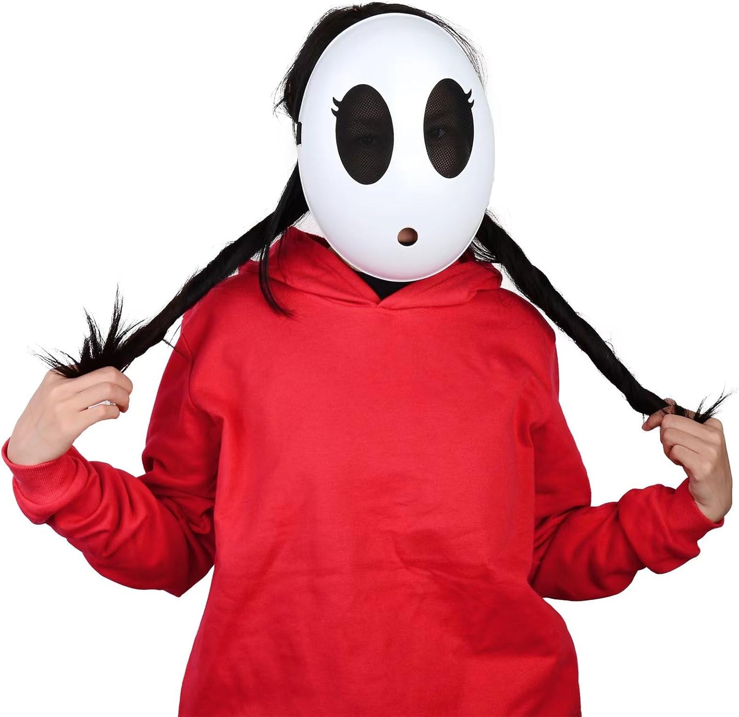 White Shy Guy Mask Girl Halloween Mask Full Face Mask Costume Cosplay Prop Accessories