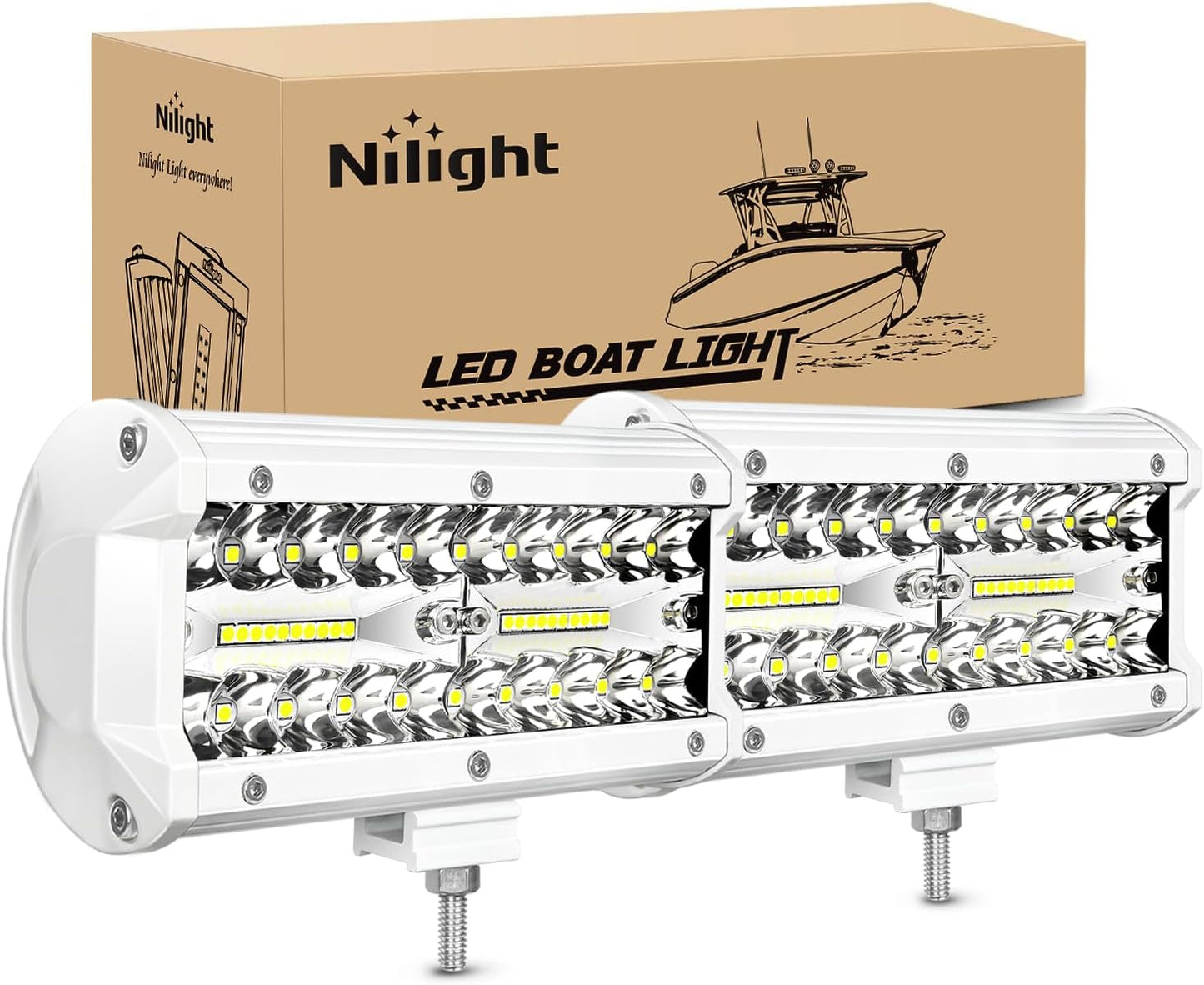 LED Pods 2Pcs 6.5 Inch 120W Triple Row Light Bar Flood Spot Combo 12000LM Driving Fog off Road Lighting for Trucks Pickup Golf Cart SUV ATV UTV 4X4 Van Camper Boat