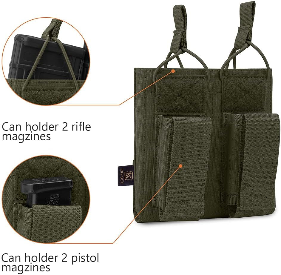 Triple/Double/Single Open-Top Mag Pouch for 5.56 .223 Magazine with 1911 HK45 Glock 9Mm Pistol Mag Pouch