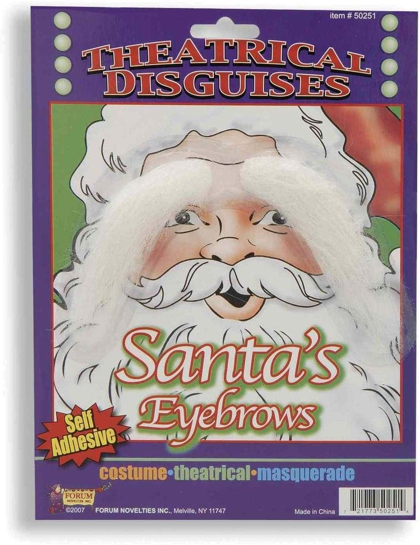 , Santa Eyebrows Costume Accessory, One Size, Multicolor