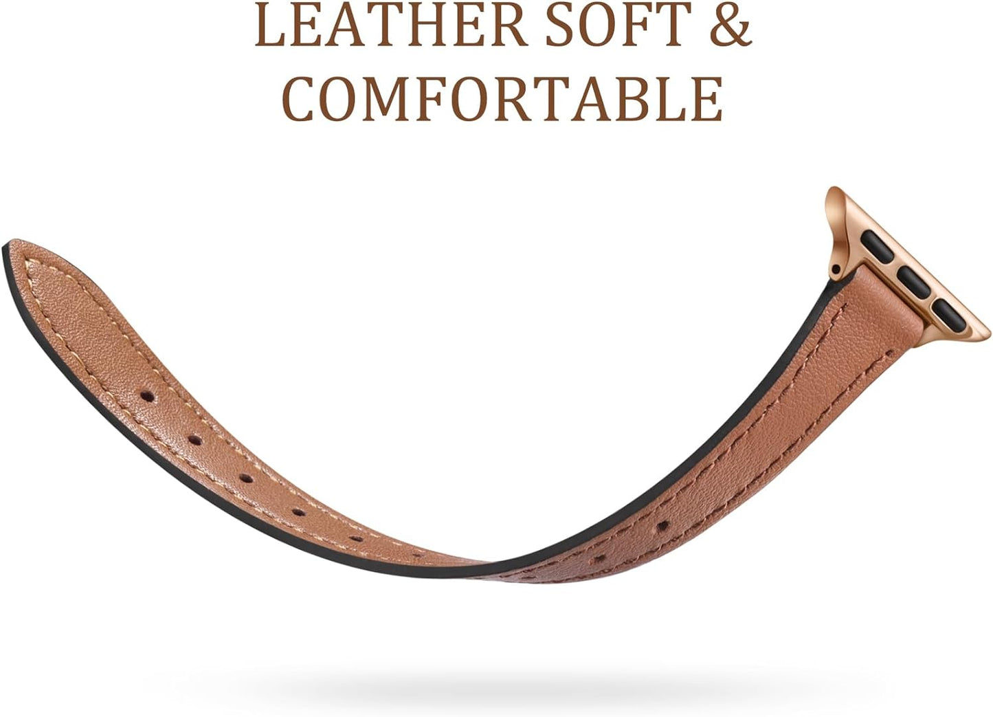 Slim Leather Band Compatible with Apple Watch Band 40Mm 38Mm 41Mm 42Mm 44Mm 45Mm 49Mm Women, Top Grain Genuine Leather Strap Thin Watch Wristband for Iwatch Series 9 8 7 6 5 4 3 2 1 SE Ultra 2