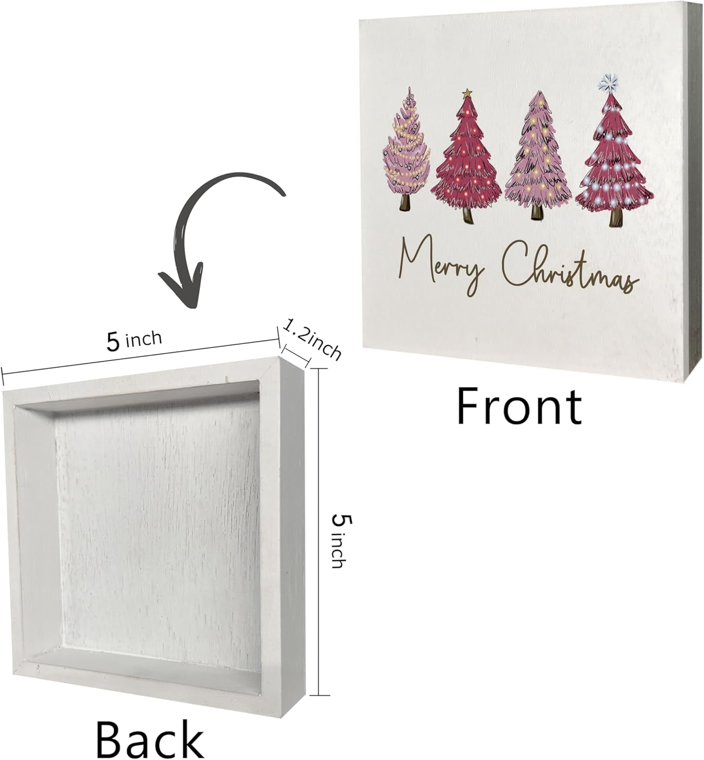 Pink Christmas Sign,Pink Christmas Decorations,Christmas Tree Merry Christmas Sign,Christmas Sign Wood Plaque,Merry Christmas Sign for Table,Christmas Signs for Home Decor