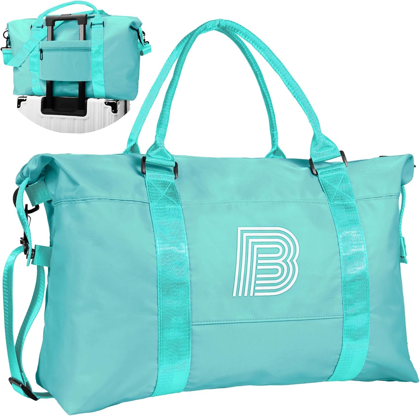 Gifts for Girls - 5 6 7 8 9 10 11 12 13 14 15 16 18 Year Old, Initial Travel Duffel Bag, Girl Personalized Bags, Kids Sports Bag, Monogram Overnight Bag for Kid, Gift for Friend (Letter B)