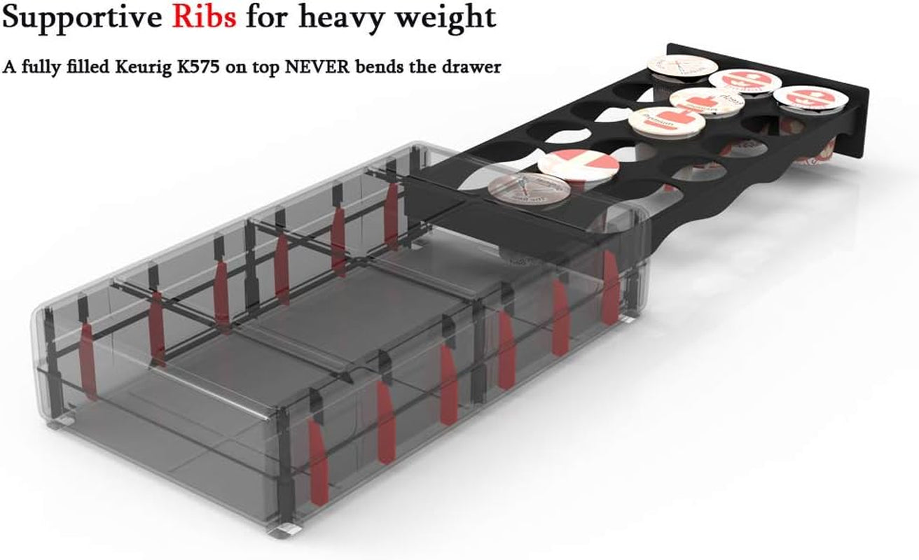 Coffee Pod Holder Drawer Compatible with Keurig K Cup Pods (Holds 18 Pods)