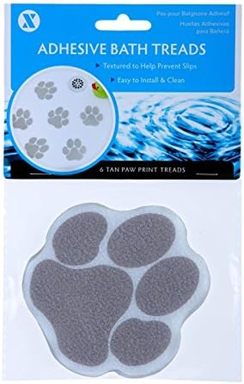 Adhesive Paw Print Bath Treads Add Non-Slip Traction to Tubs, Showers, Pools, Boats, Stairs & More (6 Pieces, Reliable Grip, Tan)