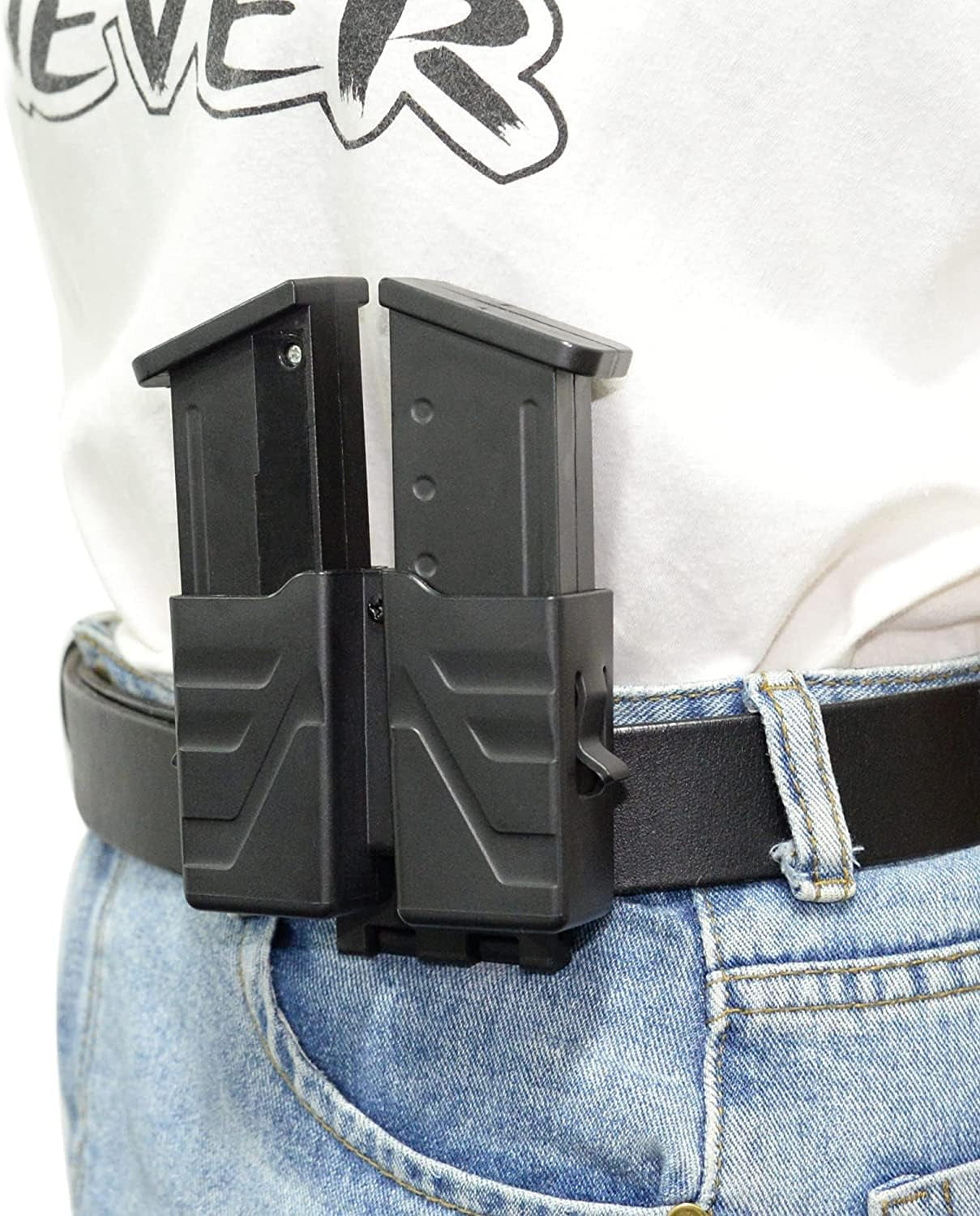 Double Magazine Holster, Universal Magazine Holder Fits 9Mm/.40 Dual Stack Mag, Magazine Pouch with Belt Clip for Glock/S&W/Ruger/Sig Sauer/Taurus/Cz/Walther Upgraded Solid Polymer Material