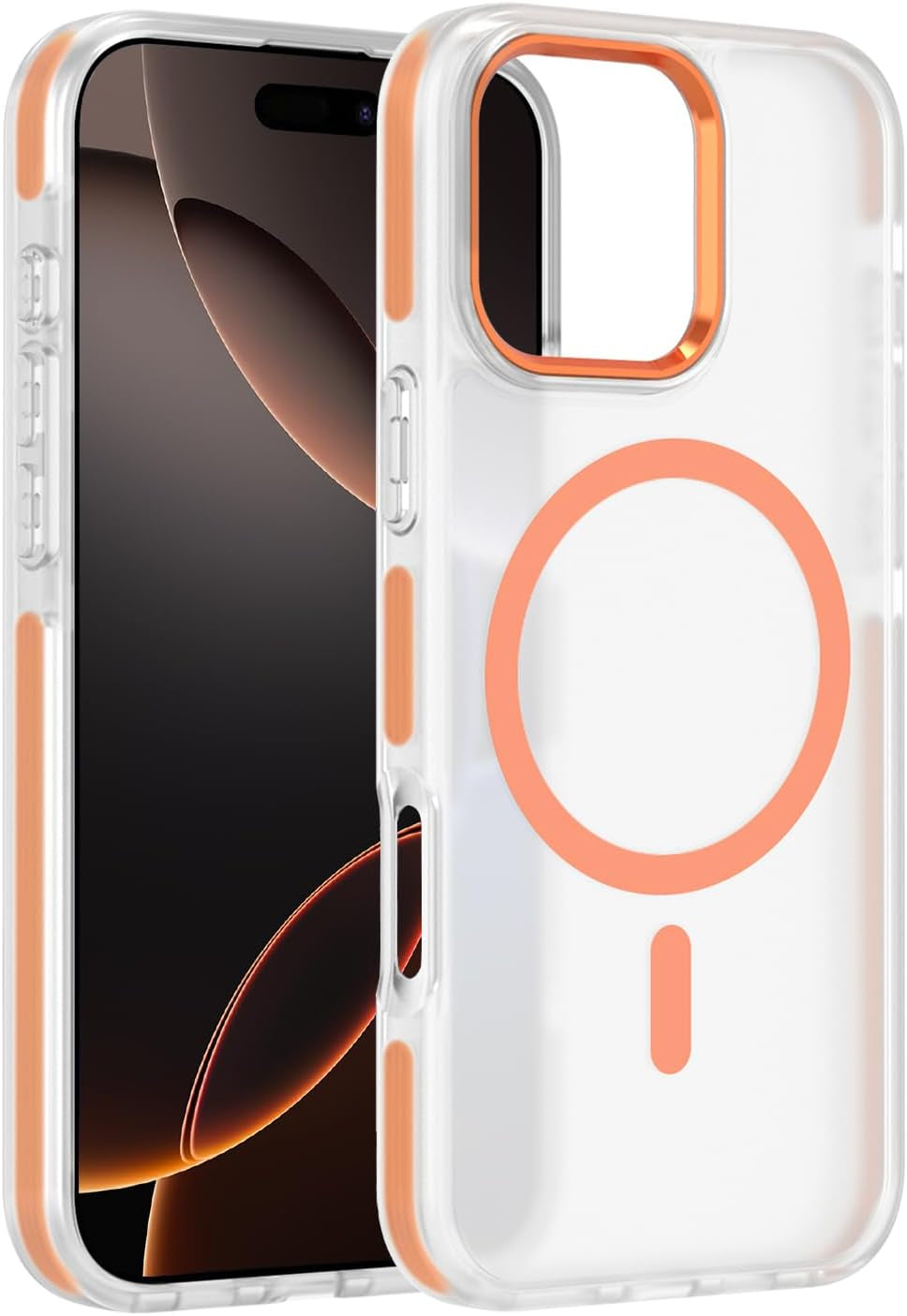 2025 New Magnetic for Iphone 16E Case,Compatible with Magsafe,Military Grade Drop Tested, Shockproof Matte Translucent Hard Back Slim Protective Case.Black Magnetic Circle.