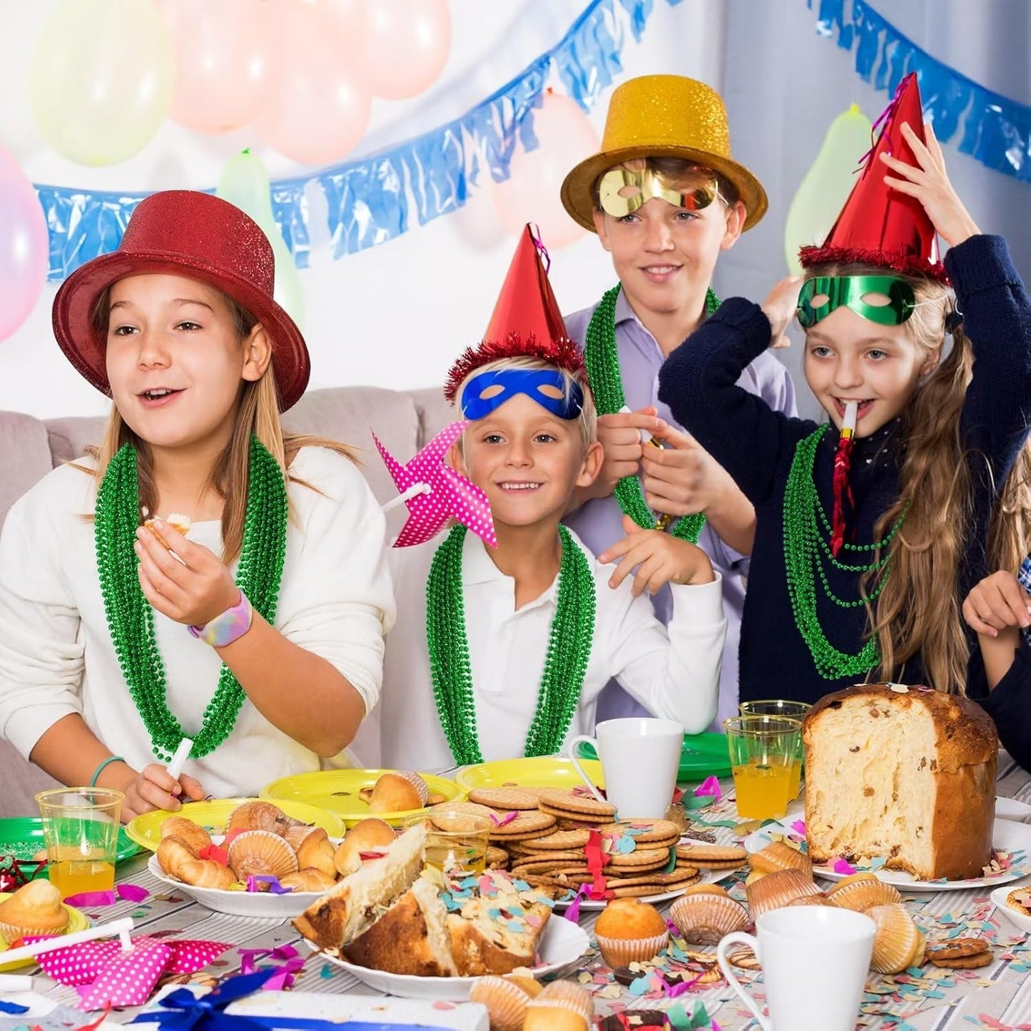 St Patricks Day Beads, 24PCS Christmas Beaded Necklace Accessories, Mardi Gras Beads Necklaces Women Men, Festival Parade Throw Accessories for Mardi Gras St. Patricks Christmas Party Wedding Supplies